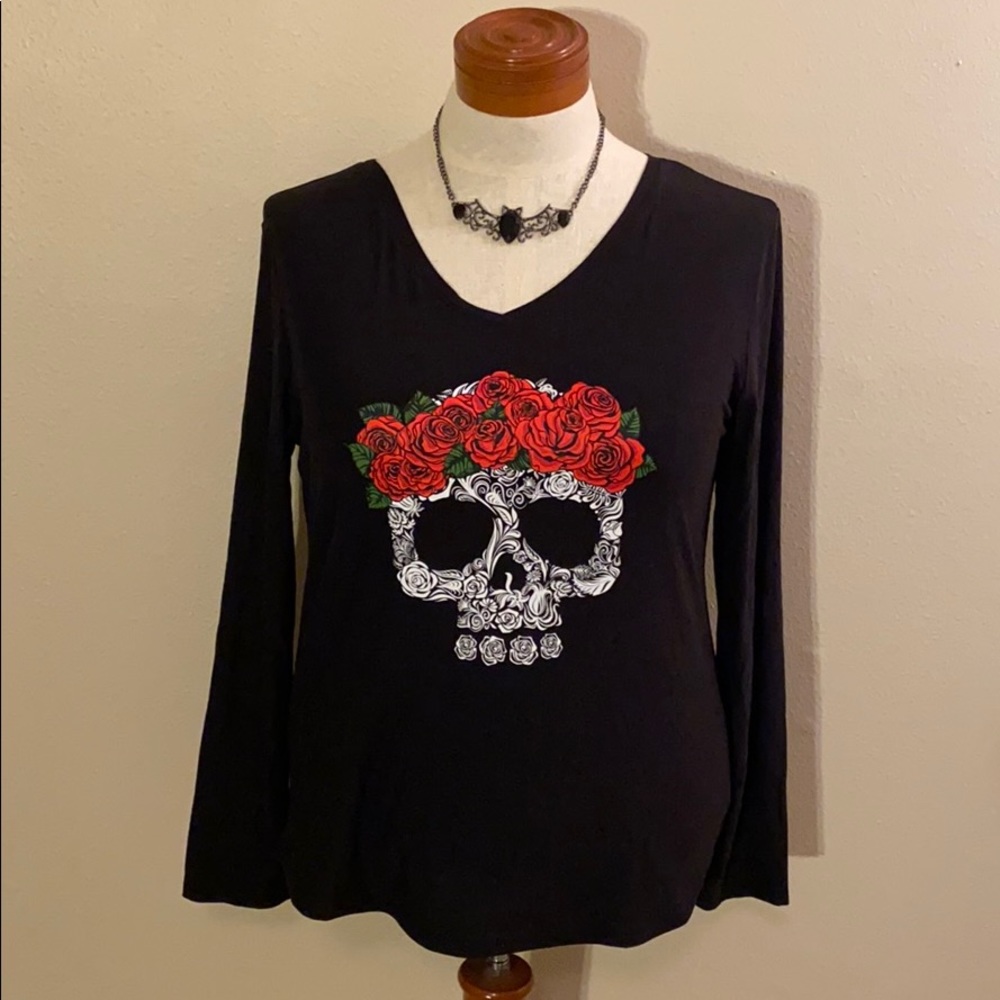 🥀💀 Rose Flower Crown Skull Shirt 💀🥀